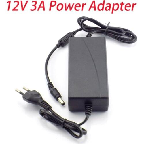 12V 3A 3000mA Power Supply Charger AC to DC 100 - 240V Charging adapter US EU Plug 5.5mm x 2.5mm for Led Grow Strip Light Lamp