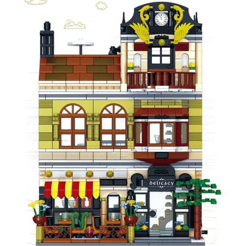 1326pcs The Chinese Restaurant Model City Street View Building Blocks Architecture Dining Hall Creator Bricks Children Toys Gift