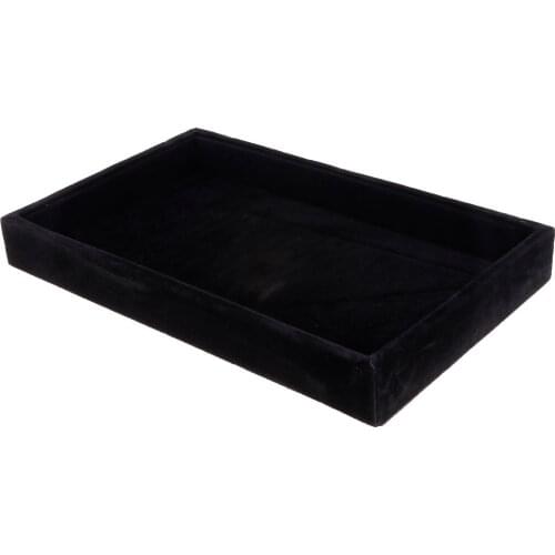 2 Pcs Velvet Stackable Jewelry Tray Showcase Display Organizer Black