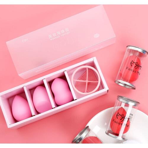 3 + 1 Popular Makeup Egg Set Three shapes of Konjac Sponge for Beauty Makeup Mixing Gourd Puff Set For Wet and Dry