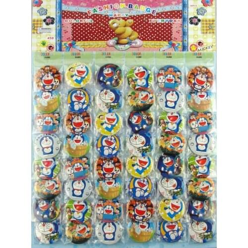 48 Pcs/Set Doraemon Kids Cartoon anime Brooches Pin Badge 45MM 4.5CM Wholesale