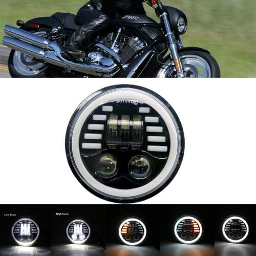 5.75 inch LED motorcycle Headlights Halo White DRL Angel eyes turn signal light For Touring Road King Glide Sportster 883 1200