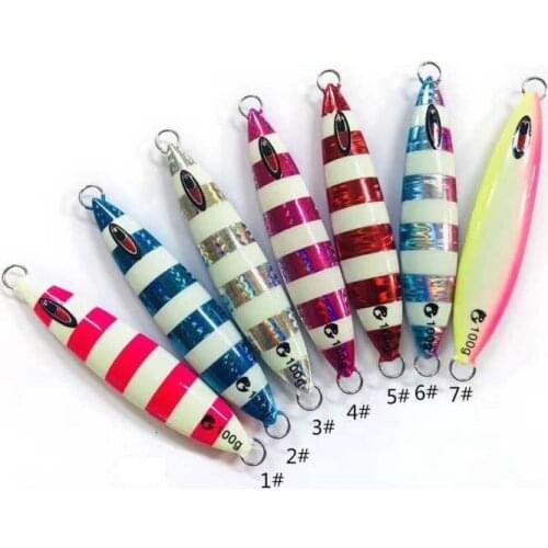 7Pcs Luminous Lead Jig Wobblers 30g 40g 60g 100g 120g Deep Sea Fishing Metal Jig Slow Jigging Hard Bait Spoon Metal Lure