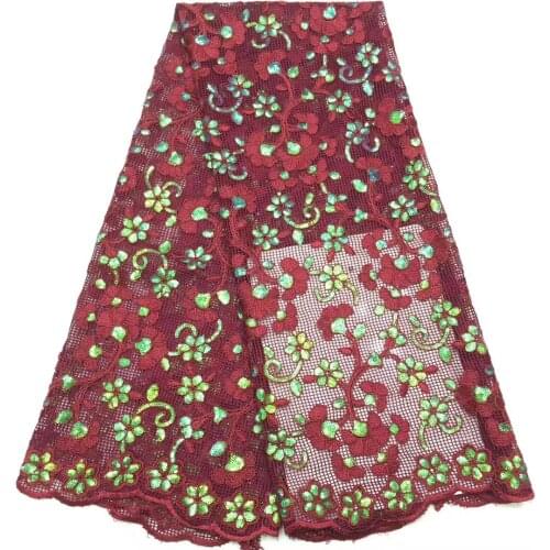 African lace fabric 2021 high quality lace sequin embroidery Nigeria wedding sewing D4171