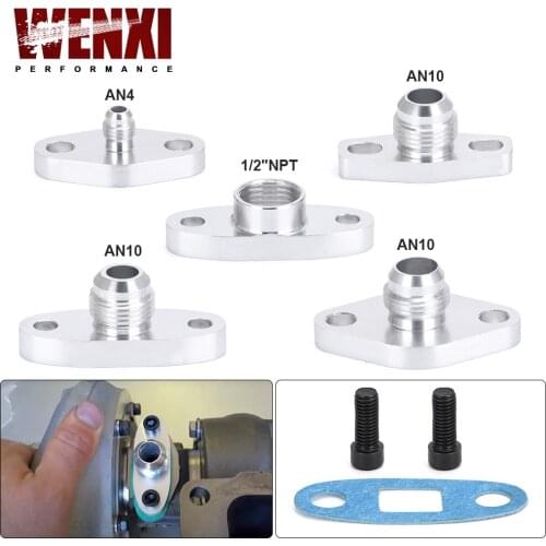 AN4/10 1/2"NPT Turbo Oil Feed Inlet / Drain Outlet Flange Adapter Kit w/Gasket For T3 T4 T25 T28 T30 T04B T04E GT30 GT28 GT55