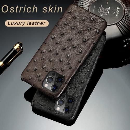 LANGSIDI Luxury Real Ostrich case For Iphone 12 pro max xr x 7plus 8 Genuine leather shockproof cover fundas for iphone 11 pro