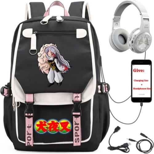 Anime Inuyasha backpack Unisex Travel Backpack student School book Bag USB Charging teenagers Laptop packsack