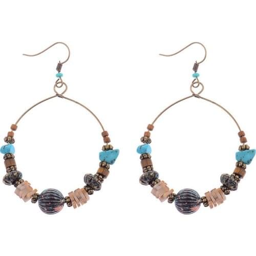 Ethnic Beads Statement Earrings for Women Vintage Jewelry Round Circle Geometric Earring Indian Afghan Festival Bijoux Jewelry