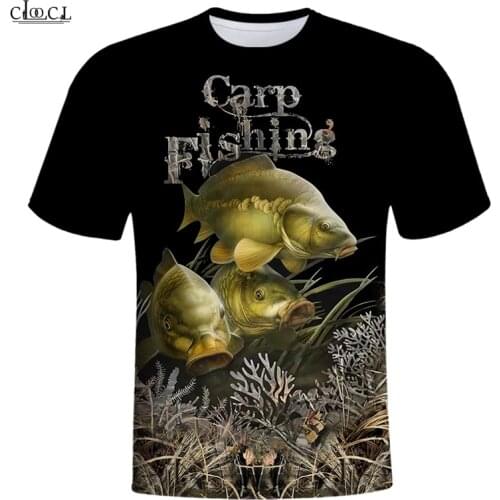 HX 2021 Newest Popular Carp Fishing T-Shirts Mens Women Short Sleeve Hip Hop Tshirt 3D Print Harajuku Tee Shirt Drop Shipping