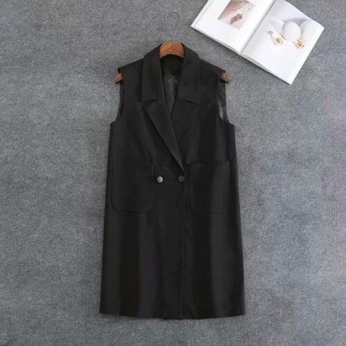 Plus Size Suit For Women Sleeveless Mid-Length Double Breasted Fashion Spring And Autumn Jacket Large Size Coat For Fatwomen