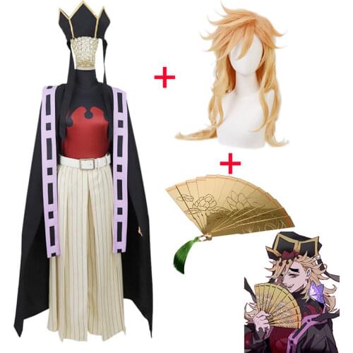 Anime Demon Slayer Douma Cosplay Costume Halloween Carnival Funny Costume Props Include Fan Wig