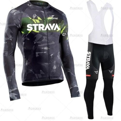 STRAVA Long Sleeve Cycling Set Autumn Breathable Cycling Clothing Men 2021 Pro Racing Wear Downhill Racing Sportswear Bike Team