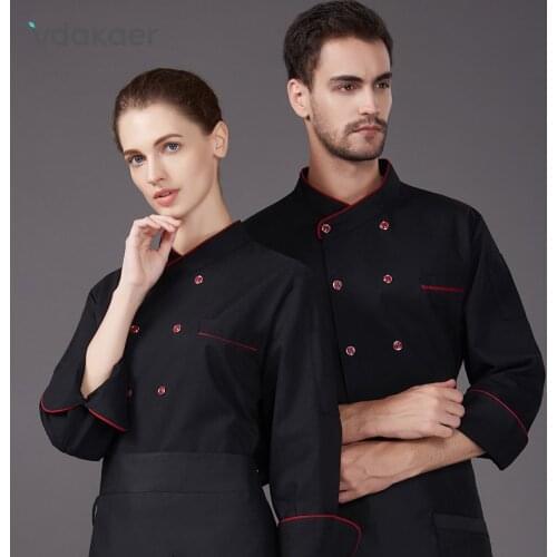 Black Long sleeve Chef jacket uniform Hotel restaurant food service shirt cook Tooling Unisex chef coat clothes work uniforms