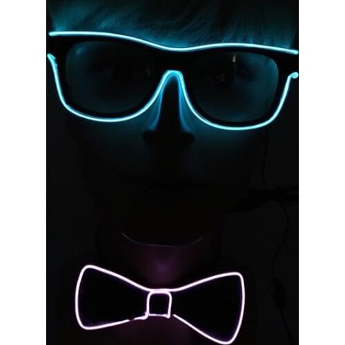 Fashion Party Glasses Carnival Light Up Costume Accessories Glowing EL Bow Tie LED Sunglasses For Men Women