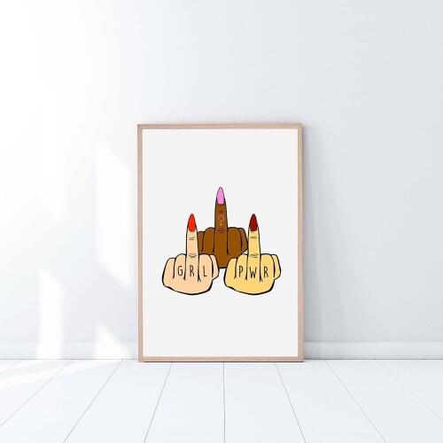 Fashion Girl Power Poster Beauty Nails Middle Finger Feminist Canvas Painting Wall Art Pictures Modern Living Room Home Decor