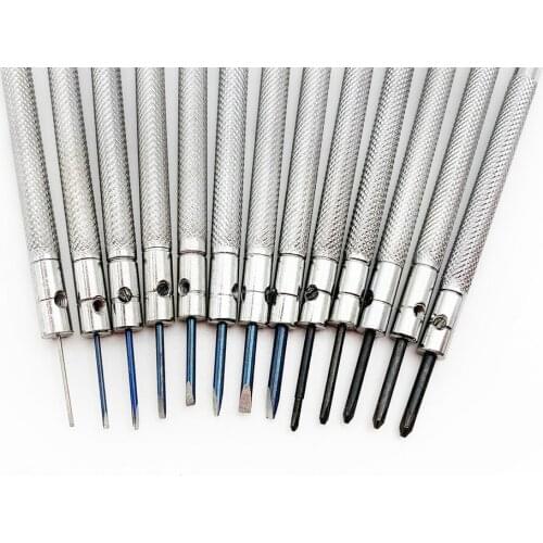 0.6-2.0mm 13Pcs Watchmakers Screwdrivers Set Watch Glasses Flat Blade Assort Slotted Flat Jewellers Watches Repair Tools Kits