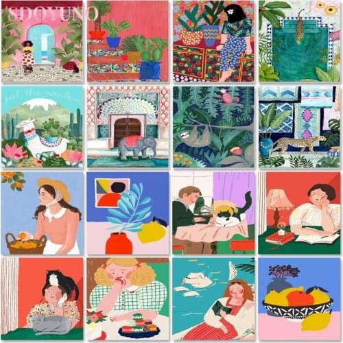 SDOYUNO 60×75cm Cartoon DIY Painting By Numbers Man Handpainted Kits Canvas Drawing Acrylic Paints Gift Home Deco