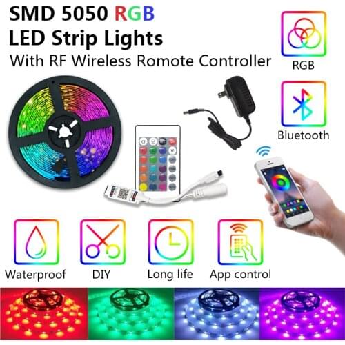 New Smart LED Strip Light 5050 SMD Waterproof Luces LED Light Bluetooth Diode Tape For Home Kitchen Living Room Decoration