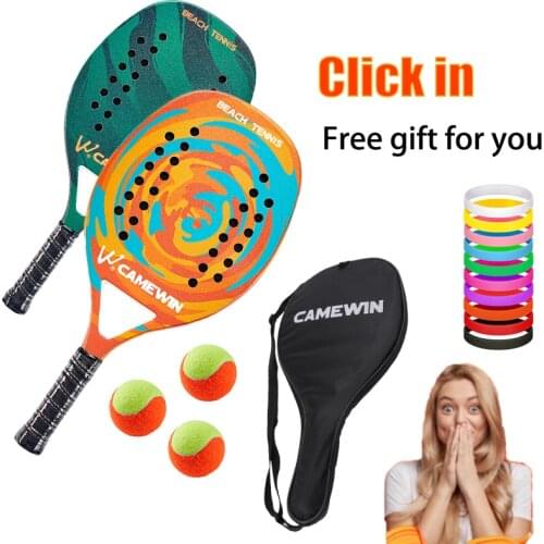 2021 New Adult Professional Full Carbon Beach Tennis Paddle Racket Soft EVA Face Raqueta With Bag Unisex Equipment Pala Padel