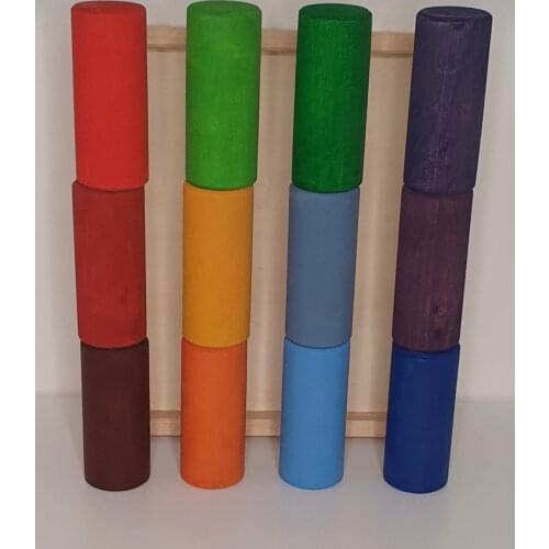 New Pyramid Blocks Wooden Toys for Kids Rainbow Building Blocks Jenga Educational Birthday Preschool Teaching Gifts for Children