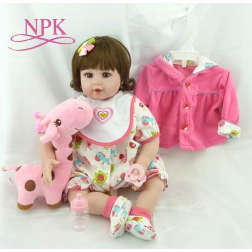 NPK 22"Handmade Silicone vinyl adorable Lifelike toddler Baby Bonecas girl kid bebe doll reborn menina de silicone