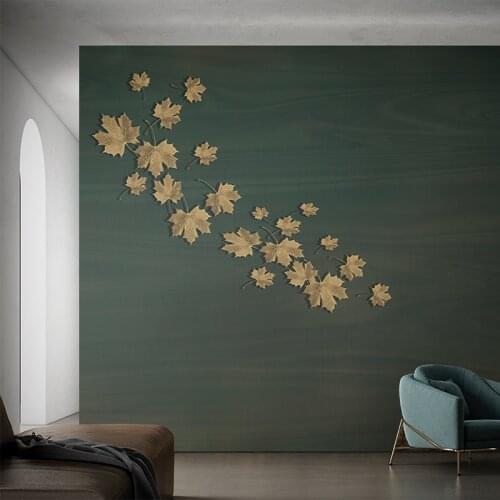 MASAR Oriental charm design mural light luxury leaf wallpaper art space living room custom background wallpaper Mountain stream