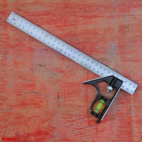 OOTDTY Adjustable Sliding Combination Square Ruler Level Measuring Tool 300mm (12")