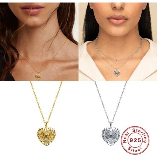 Aide 925 Sterling Silver Collares Mujer Love Heart Pendant Necklace Female Choker Necklaces Jewelry Anniversary Women Gifts