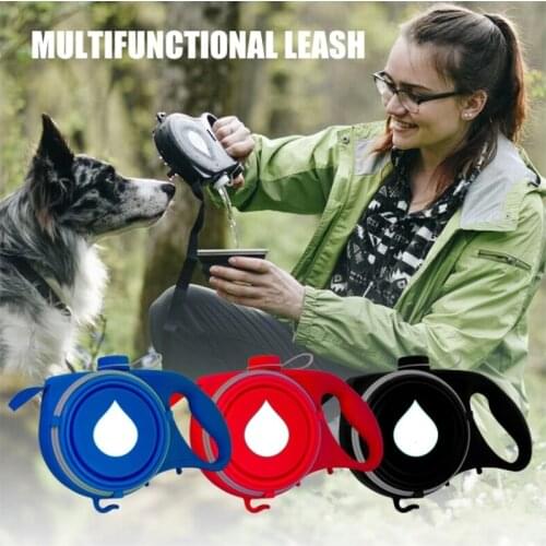 Durable Water Bottle Retractable Multi Dog Leash Extending Puppy Walking Leads Water Bottle Bowl Pet Running Leashes Dropship
