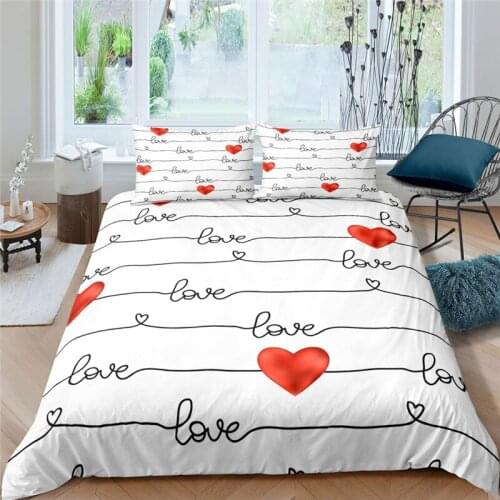 Luxury 3D Heart Print 2/3Pcs Kids Bedding Sets Comfortable Duvet Cover Pillowcase Home Textile Queen and King AU/EU/US Size