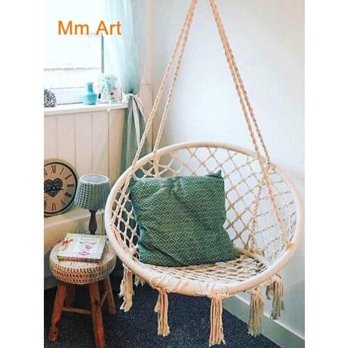 Garden Chair Swinging Indoor Outdoor Furniture Hammock Hanging Rope Chair Swing Chair Seat With 2 Pillows Hammock Camping