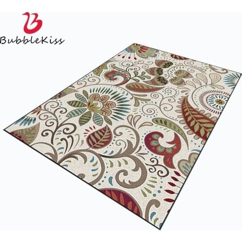 Bubble Kiss 2020 Nordic Ethnic Style Coloful Plant Flowers Pattern Rug Home Customized Carpets for Living Room Soft Non-slip Mat