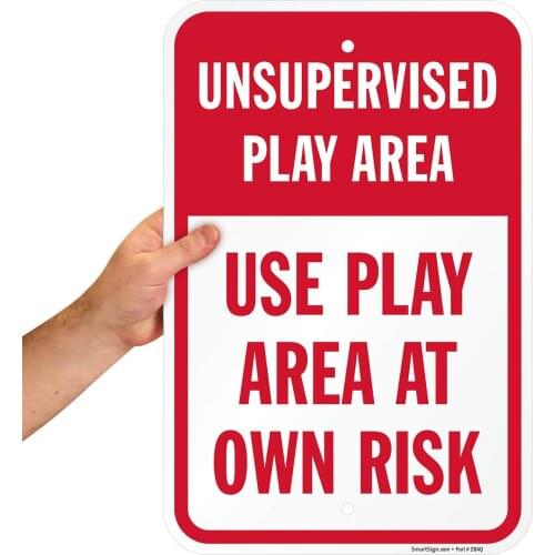 SmartSign-señal de "área de juego sin supervisión", reflector de grado de Ingeniero de aluminio, 3M, 12 "x 8"