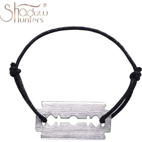 SHADOWHUNTERS Real 100% 925 Sterling Silver Black Rope Bracelets For Men Classic Bijoux Hemme Jewelry Making Accessories