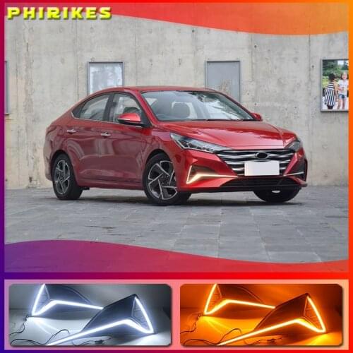 LED DRL Daytime Running Light Fog Lamp 12V Car Running Lights for Hyundai Accent Solaris Verna 2020