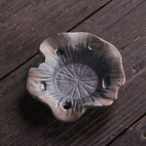 Vintage Ceramic Cup Mats Handmade Coarse Pottery Cup Coaster Lotus Leaf Creative New Chinese Kung Fu Tea Set Tea Porcelain