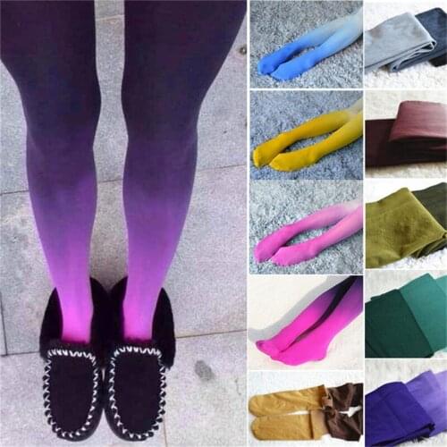 Four Seasons Womens 120D Velvet Gradient Opaque Seamless Pantyhose Stockings Candy Color Tights Medias Tayt 6 colors