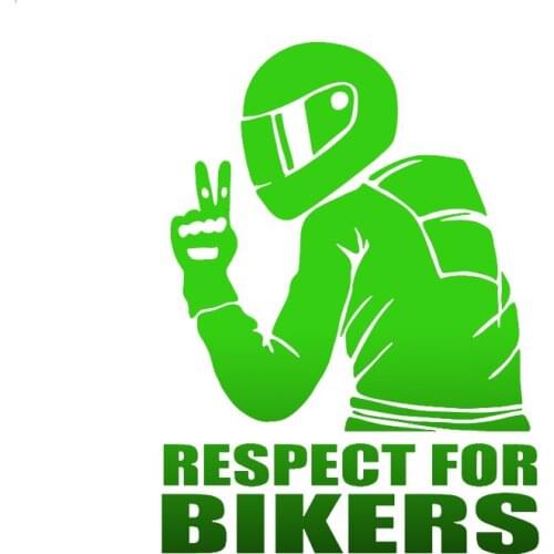 WaveHands Respect for Bikers 14*19cm 3D Car Sticker Vinyl Carbon Fiber JDM Sticker on Auto Decal Motorcycle Funny Car Styling