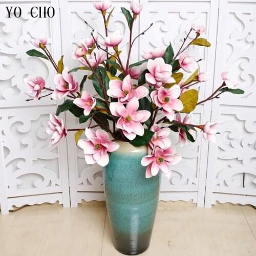 YO CHO Real Touch Fake Flower Orchid Artificial Magnolia Flower Wedding Home Wall Decoration Flower Hi-Quality Artificial Orchid