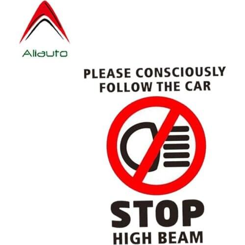 Aliauto Funny Car Sticker Please Consciously Follow The Car Stop Hign Beam Accessories PVC Decal for Mercedes Honda,15cm*12cm