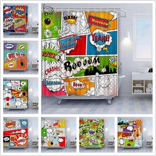 NYAA Custom High Quality comic art Shower Curtain Waterproof Bathroom Polyester Fabric Bathroom Curtain