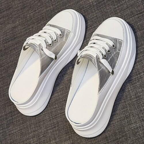 Hot Slippers for Women Summer New Korean Version of No Heel Thick Bottom Pedal Platform Flats Womens White Shoes Sneakers