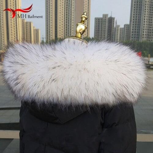 Natural fur collar 60CM-80CM winter real natural raccoon fur collar mens womens childrens coat jacket high quality fur collar