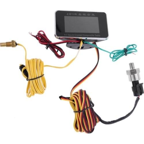 1 Set 4 in 1 LCD Car Digital ALARM Gauge Voltmeter Oil Pressure Fuel Water Temp 12-24V