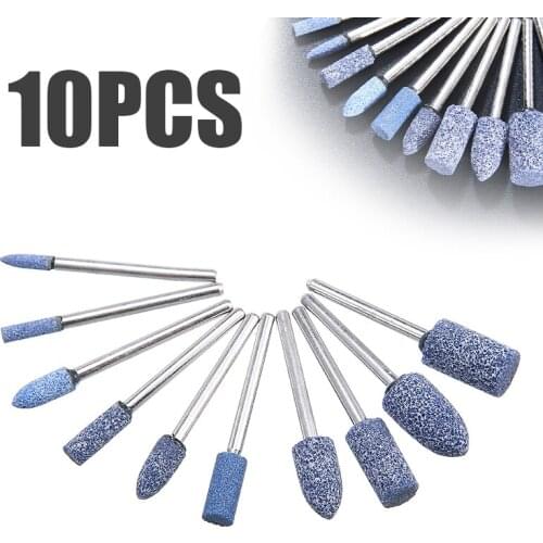 10pcs 4-10mm 1/8 2.9mm Car Auto Ceramic Stone Polishing Grinding Rotary Die Grinder Drill Bit Tool For Grinding Polishing Jade
