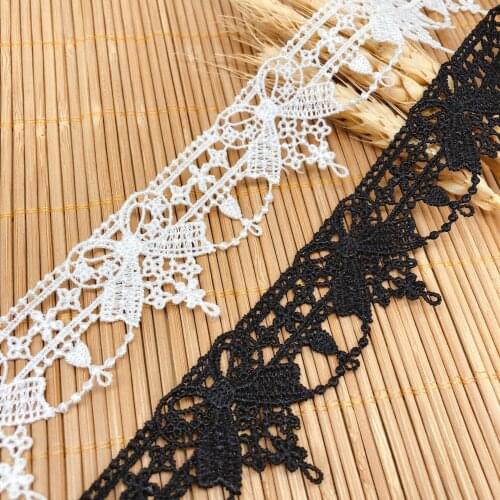 15Yards White Fringed Bowknot Embroidered Lace Trim Ribbon Fabric Sewing Craft Patchwork Handmade For Wedding Costume Decoration