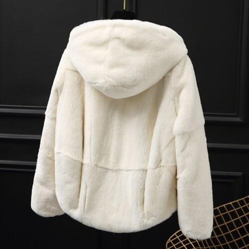2019 new winter fashion womens Rex Rabbit fur coat whole hooded