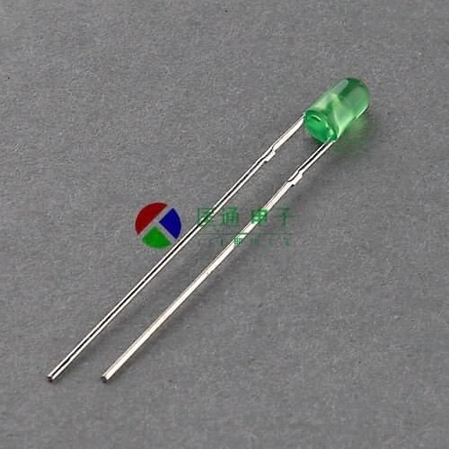3mm borderless green hair green long foot lamp beads 3CG4HD01 green LED light emitting diode factory direct sales