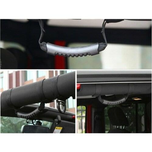 652F 4pcs Black Roll Bar Grab Handles Grip Handle for JK JKU TJ 2011-2016
