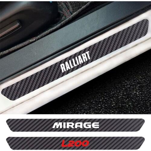 4PCS Car Door Sill Anti kick Stickers Carbon Fiber Auto Door Sticker For Mitsubishi MIRAGE Lancer ASX Ralliart Competition